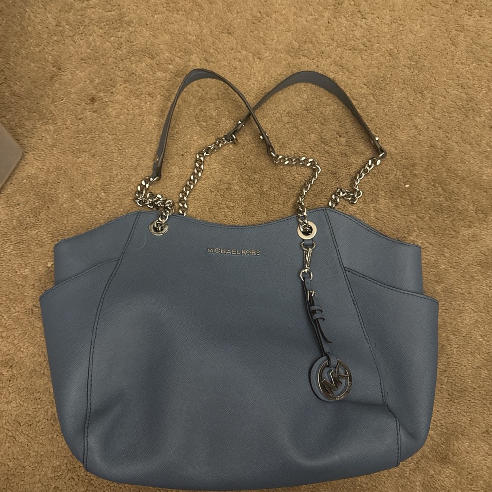 Michael Kors Slate Blue Tote with Chain Straps